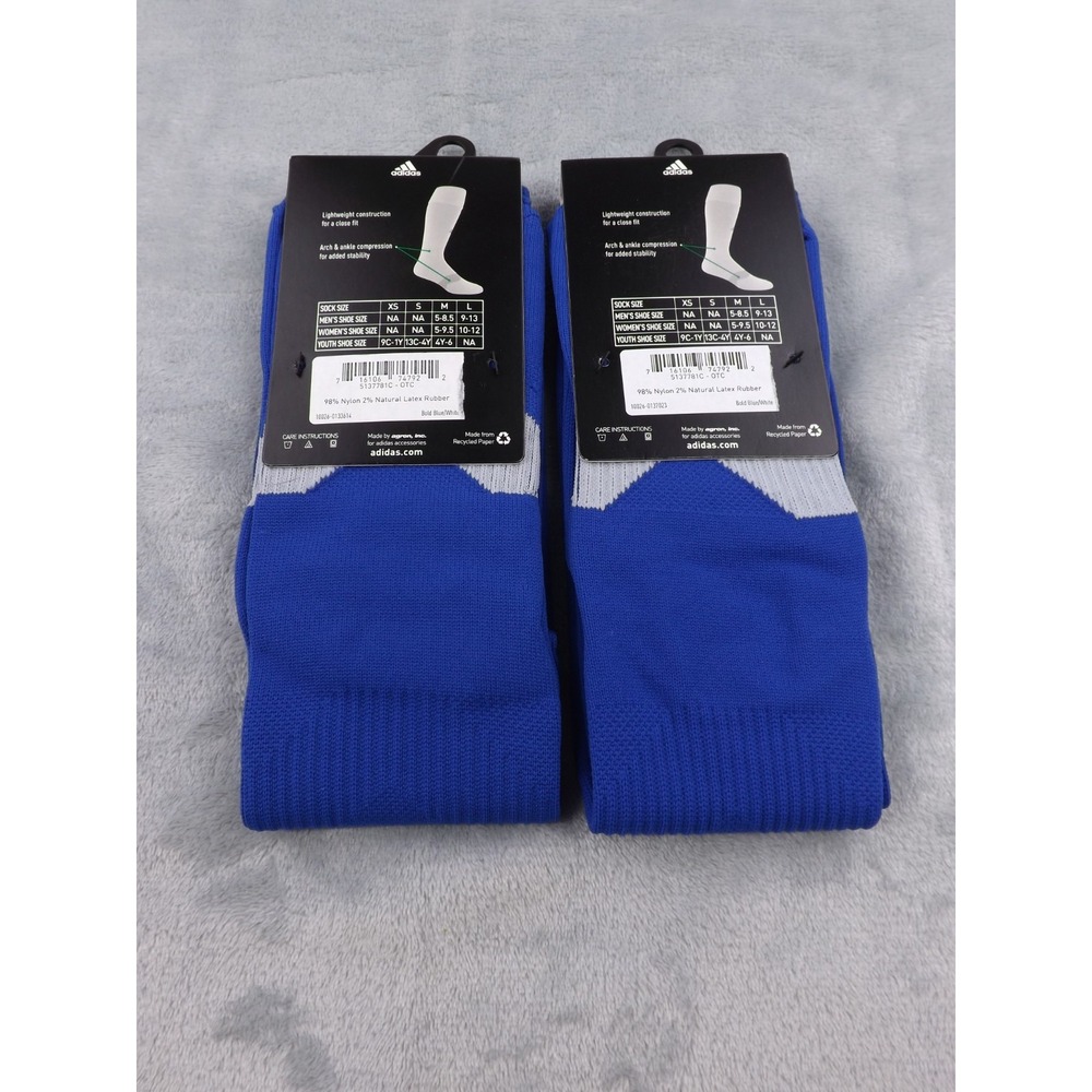 Adidas Soccer Metro Socks NWT Unisex Size M Bold Blue/White Over The‎ Calf - Picture 4 of 6